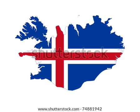 of the Iceland flag on map