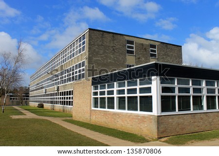 Exterior of secondary school building, Scarborough, England.