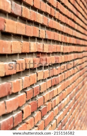 Vertical Brick wall Perspective Background, Focus on Center