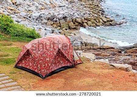 Camping Tent in Camping Site on a Shore