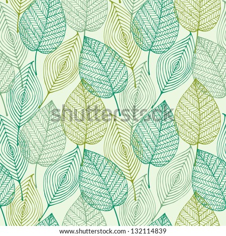 Decorative Ornamental Seamless Spring Pattern. Endless Elegant Texture With Leaves. Tempate For Design Fabric, Backgrounds, Wrapping Paper, Package, Covers