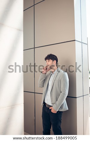 Male speaking on the phone