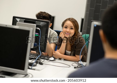 Students having computer class at the university Students having computer class at the university