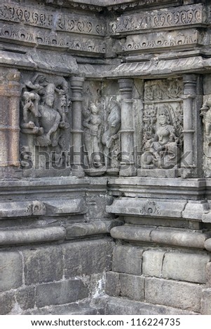 CHAMPANER PAVAGADH, GUJARAT, INDIA-OCT. 2:Sculpture of Hindu deities at Lakulisa Temple on October 2, 2012 in Champaner Pavagadh, India.The temple is a UNESCO World Heritage site built in 10th century