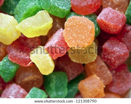Candied fruits from different tropical fruit