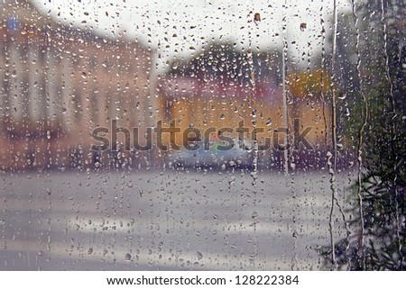 St. Petersburg, rainy day. The view from the window, filled in with a rain