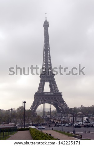 Cloudy day in Paris. Eiffel Tower