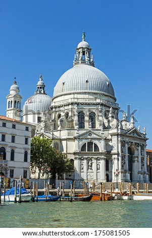 Italy , Venice, June 24, 2012. Basilica of Our Lady to heal (Basilica di Santa Maria della Salute). View from the Grand Canal (Canal Grande)