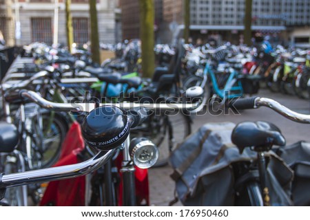 Amsterdam, The Netherlands, April 12, 2012. Bike parking on city street