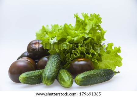 Black tomato varieties Kumata , cucumbers and lettuce