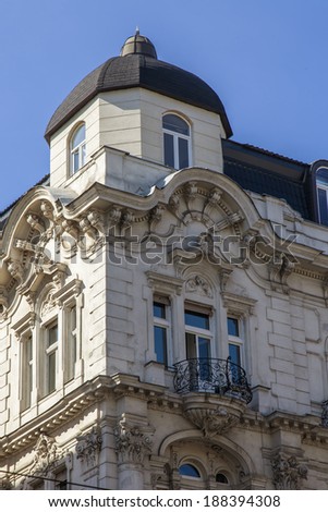 Budapest, Hungary. Architectural fragments of historic buildings