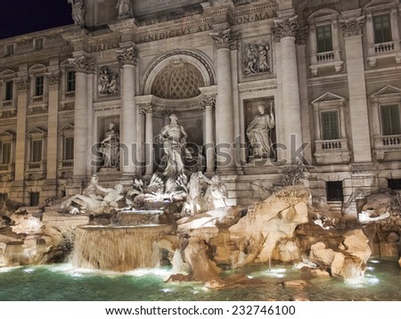 Rome, Italy, on February 25, 2010. Well-known fountain of Trevi. Fonyan Trevi - one of the most known sights of Rome