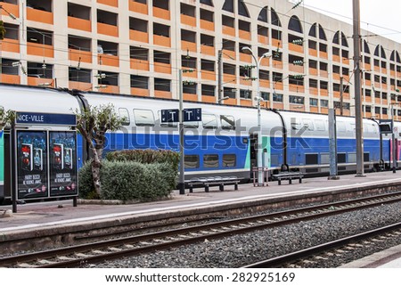 Nice, France, on March 10, 2015. Platforms of the city station