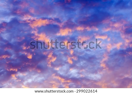 Heavenly landscape. Bright sunset and clouds