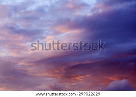 Heavenly landscape. Bright sunset and clouds