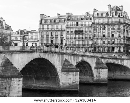 PARIS, FRANCE, AUGUST 29, 2015. Bridge of kings (Pont Royal) of in Paris and Seine Embankment