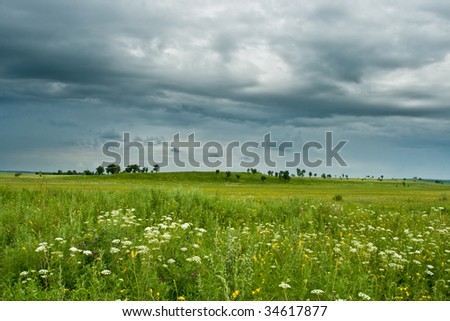 bad weather, landscape with field