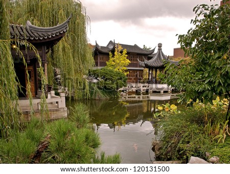 PORTLAND, OREGON - OCTOBER 13: One of Portland\'s greatest treasures and a window into Chinese culture and history, the Lan Su gardens pictured on October 13, 2012 is a very popular tourist attraction.