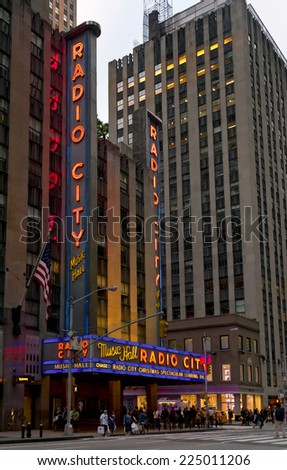 NEW YORK CITY - OCT 18: Radio City Music Hall at Rockefeller Center on October 18, 2014 in New York, NY. Radio City Music Hall is the worlds largest indoor theater.