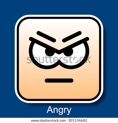 Vector Square Emoticon Angry with rounded corners