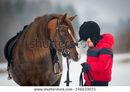 Horse and Jockey - Little boy and Welsh pony.