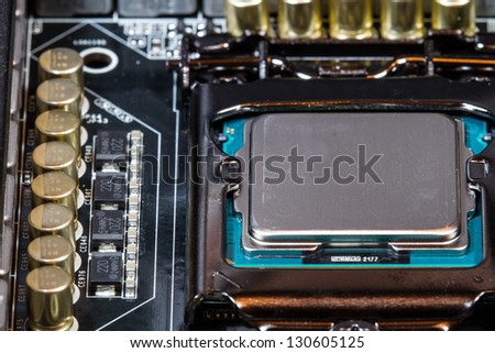 The Intricate and Sophisticated Modern Computer Central Processing Unit (CPU).  Circa 2013.