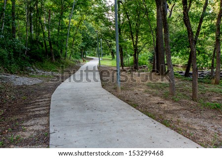 A Tranquil Spring or Summer Wooded Nature Outdoor Scene.  Wooded walkway.