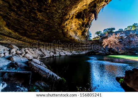 Inside Pool Cave a view of beautiful hamilton pool, texas, in the fall, just inside Inside Pool Cave a view of beautiful hamilton pool, texas, in the fall, just inside