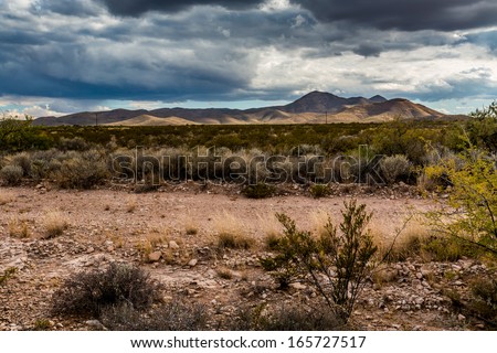 West Texas Landscape of Desert Area with Hills.
