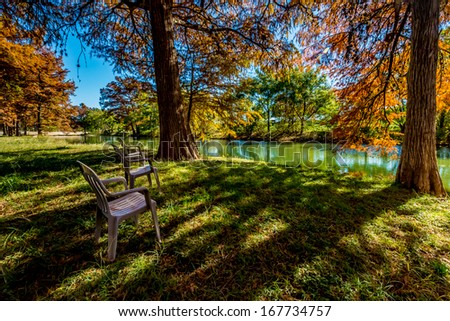 Beautiful Fall Foliage on the Guadelupe River, Texas.