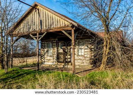 Old Country Store or Shack in Oklahoma Made of Logs