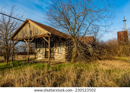 Old Country Store or Shack in Oklahoma Made of Logs