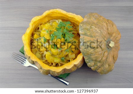 pumpkin stuffed with spaghetti yellow squash pumpkin ,