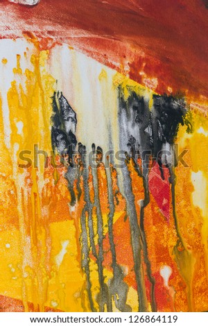 Abstract background on a paper,with red ,black and yellow flow