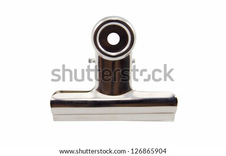 Metal bulldog clip isolate on white Metal bulldog clip isolate on white