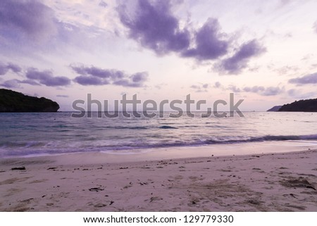 beautiful beach during sunset with fast moving water at angthong national marine park,Thailand