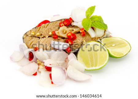 Salted fish Spicy salted with lemon,Pepper and  Onions