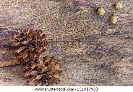 Dry flowers frame on wooden background with copy space