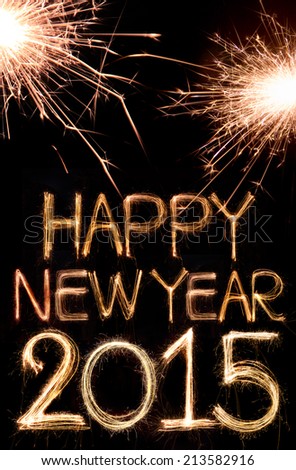 Happy new year 2015 written with Sparkle firework