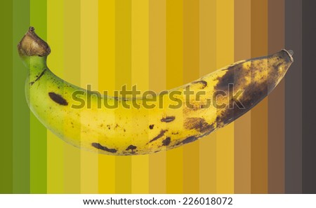 Cycle Green to Black colour of Banana fruit slice