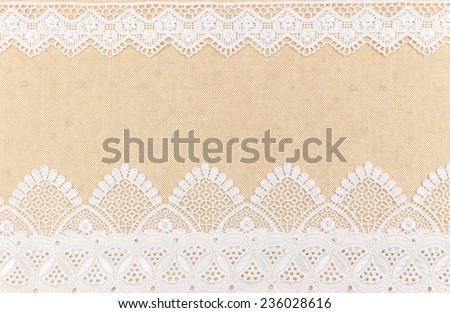White Ornamental Lace border over fabric design for border or background