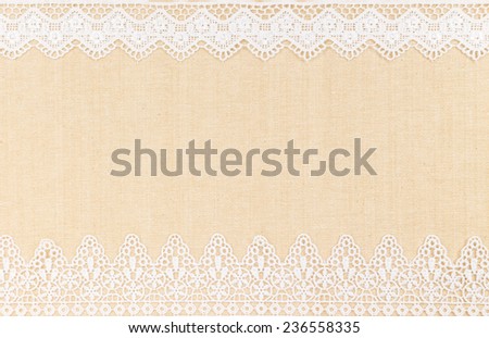 Lace border over Canvas texture design for background