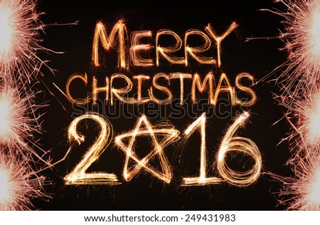 Merry christmas 2016 written with Sparkle firework