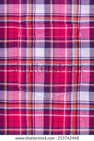Close up of Red Plaid  Shirt Pocket