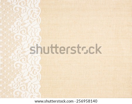 White Ornamental Lace over fabric design for border or background