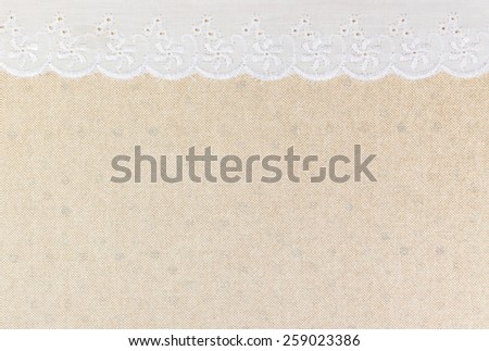 White Ornamental Lace border over canvas design for border or background