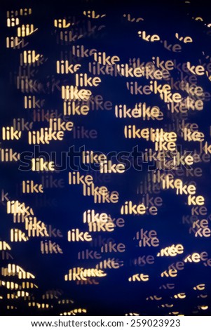 Festive winter like word made from gold lights bokeh background