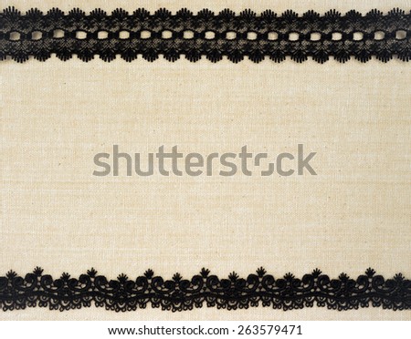 Fabric textile with black Lace as border design for background