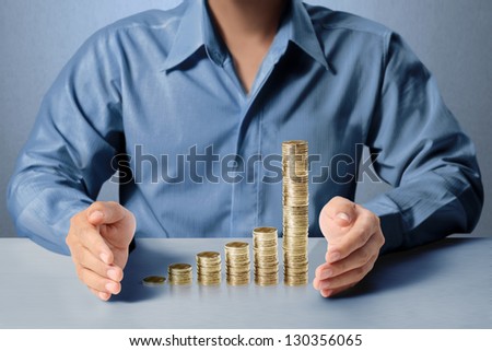 Open palm  hand, coin to money ,Business idea