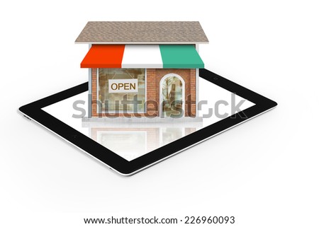 Open shop online, looking shop from  tablet